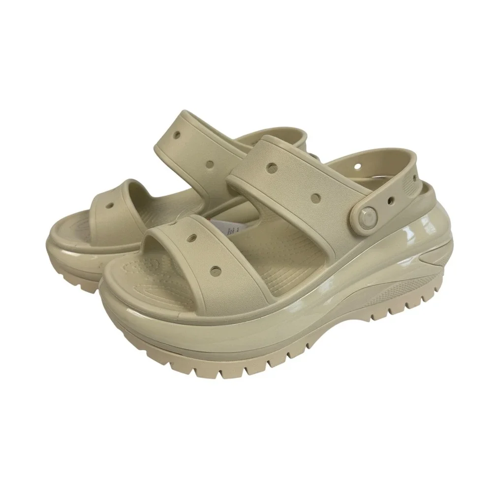 New Crocs Mega Crush Sandal Bone Platform Lug Sole Mens 7 Womens 9 Summer Cream